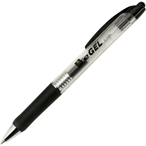 Retractable Gel Pen, .7mm, Clear Barrel, Black Ink