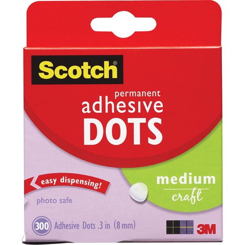 Adhesive Dots, Medium Craft, .3"D, 300/BX, Clear