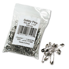 Safety Pins, 1-1/2", Nickel Plated, 144/PK, Silver