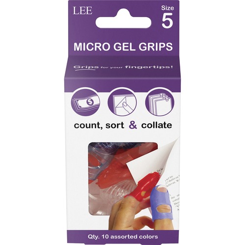 Fingertip Grips, Micro-Gel, Size 5, 10-Pack, Assorted