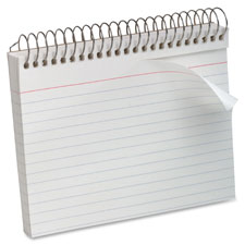Spiral Bound Index Cards,Ruled,Perforated,4"x6",50/PK,White