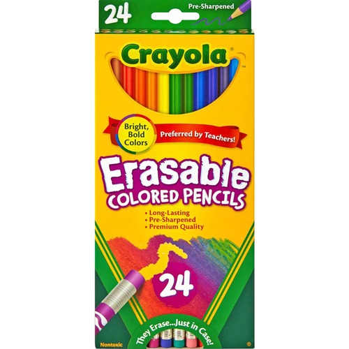 Erasable Colored Pencils, 3.3mm Lead, 24/PK, Assorted