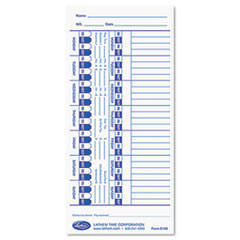 Electronic Time Recorder Time Cards, 100/PK, 4"x9"