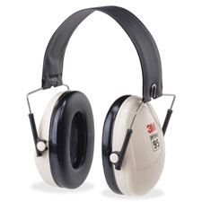 Head Phones, Ear Muff, Low Profile, 95 dBA, Black/White