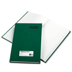 Book W/Margin,Record-Ruled,300 Pages,12-1/4"x7-1/4",Green