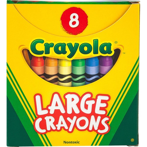 Large Crayons, Tuck Box, 4"x7/16", 8/BX, AST