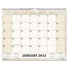 Wall Calendar, Horizontal, Jan/Dec, 14-7/8"x12", Cream