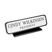 Name Plate With Holder, 2"x10", Black