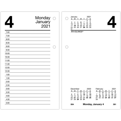 Desk Calendar Refill,F/17-Style Bases,Jan-Dec,3-1/2"x6",WE