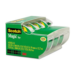 Magic Tape, w/ Dispenser, 3/4"x300", 4 Roll/PK
