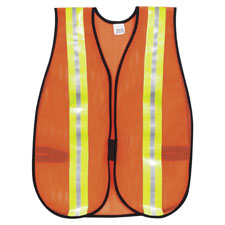 Safety Vest, w/2" Lime/Silver Reflectors, 18"x47", Orange