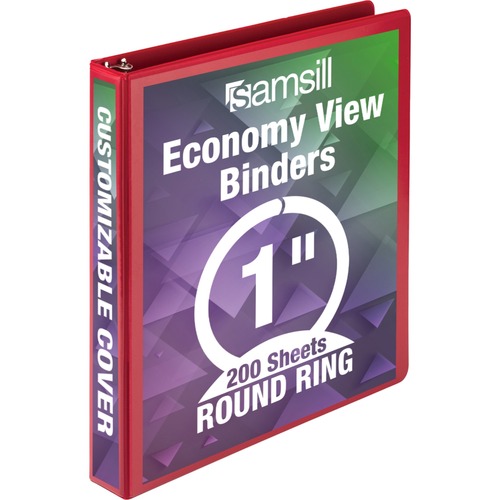 View Binder, Round Ring, 1" Capacity, 11"x8-1/2", Red