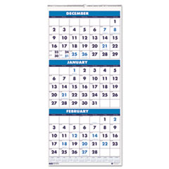 Compact Wall Calendar, 3Mnth, 8"x17", BE/GN