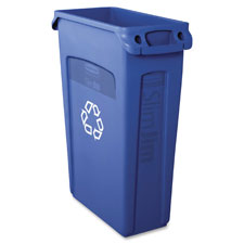 Recycling Container, Plastic, w/Vents, 23 Gal, Blue
