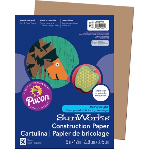 Construction Paper,Smooth Textured,9"x12",50/PK,Light Brown