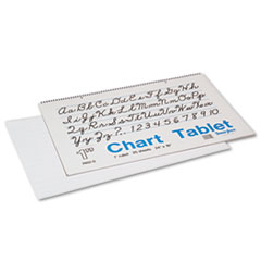 Chart Tablet,Cursive Cover,1" Ruled,24"x16",25 Sh,24/CT, WHT
