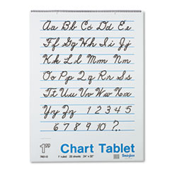 Chart Tablet,Cursive Cover,1" Ruled,24"x32",25 Sh,12/CT, WHT