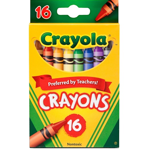 Crayon Set, 3-5/8", Permanent/Waterproof, 16/BX, Assorted
