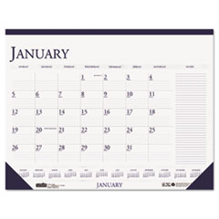 Desk Pad, 12 Months Jan-Dec, 22"x17", Blue/Gray