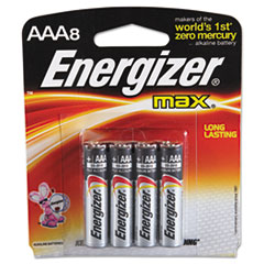 Energizer Alkaline Batteries, AAA, 8/PK