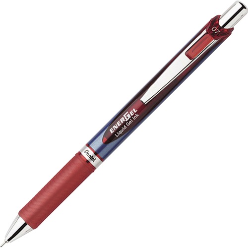 Gel Pen,Retractable/Refillable,Metal Tip.7mm,RD/RD Ink