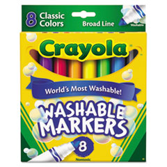 Washable Markers, Broad Tip, Nontoxic, 8/ST, Assorted