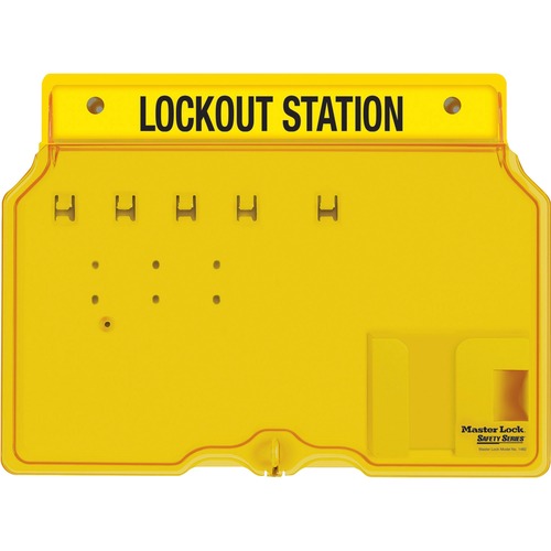 Padlock Station, Holds 4 Safety Padlocks, Yellow