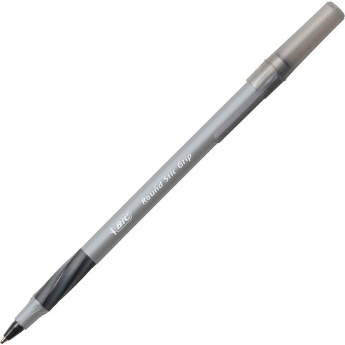 Round Stic Pens, Comfort Grip, Fine Point, SR Barrel/BK Ink