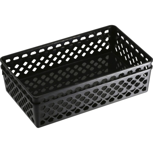 Supply Basket, Stackable, Large, 3/PK, Black