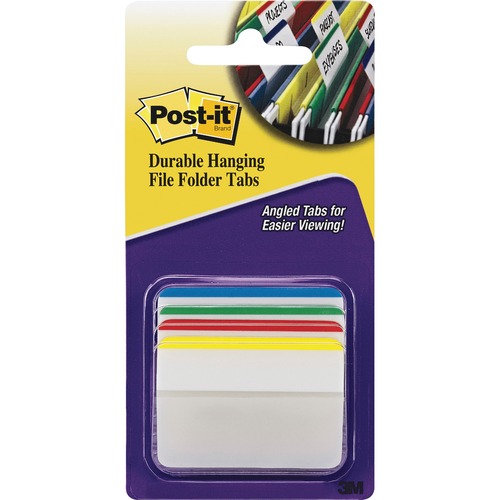Hanging File Tabs, Angled, 2", 24/PK, Primary Color Bars