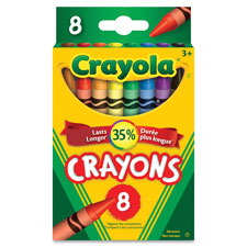 Regular Crayons, 3-5/8"x5/16", 8/PK, Assorted