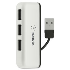 USB 2.0 4-Port Travel Hub, White