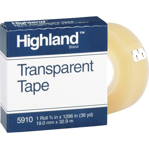 Transparent Tape, 3/4"x1296", 1" Core, Clear