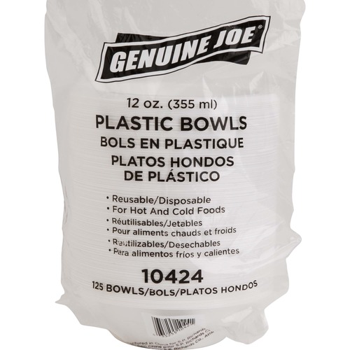 Plastic Bowls, 12oz, 125/PK, White