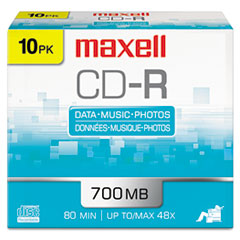 Recordable Compact Disc, 80Min/700MB, 48X, 10/PK