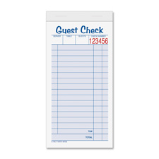 Guest Check Books, 2 Part, 3-3/8"x6-7/8", 50 Sets, 10/PK