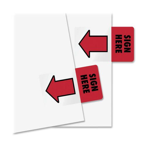 Sign Here Flag, 1-11/16"x1", 50 Flags/PK, Red