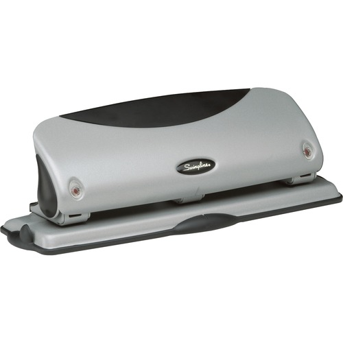 Easy View Hole Punch, 3-Hole, 9/32" Holes, Silver/Black