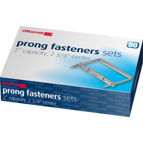 Prong Fastener Set, 2-3/4",C-C of prongs,2" Cap,50/BX,Silver