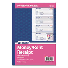 Money Receipt Bk,Tape Bnd,3-Prt,11"x7-5/8",100/BK,WE/CA/PK