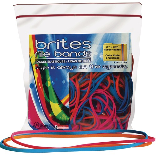 File Bands, 7"x1/8", 50/BG, Assorted