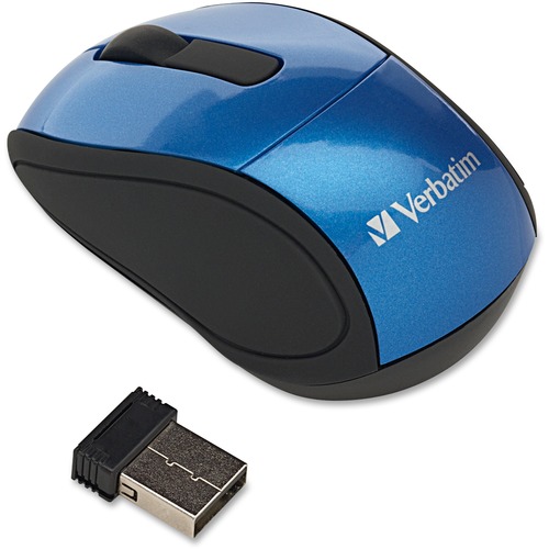 Wireless Mini Travel Mouse, 2"x3"x1-1/4", Blue