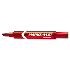 Permanent Ink Markers, Regular, 3/16"Chisel Point, Red Ink