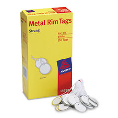 Metal Rim Tag, 1-1/4" Diameter, 500/BX, White