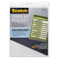 Display Pocket, Removable Fasteners, 9"x11", Clear Plastic