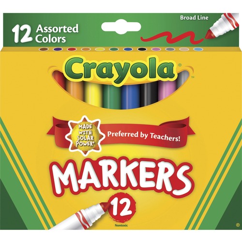 Classic Markers, Water-Based, Broad Tip, 12/ST, Assorted