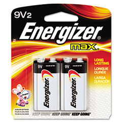 Alkaline Energizer Battery, 9 Volt, 2/PK