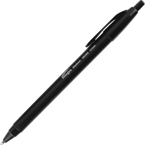 Ballpoint Pens, Retractable, Medium Point, Black Barrel/Ink