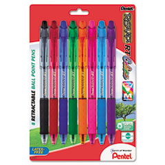 Ballpoint Pen,Retractable,Refillable,Medium Pt.,8/PK,AST