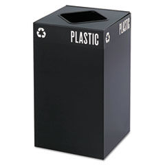 Recycling Receptacle, 25 Gal.,15-1/4"x15-1/4"x26", Black